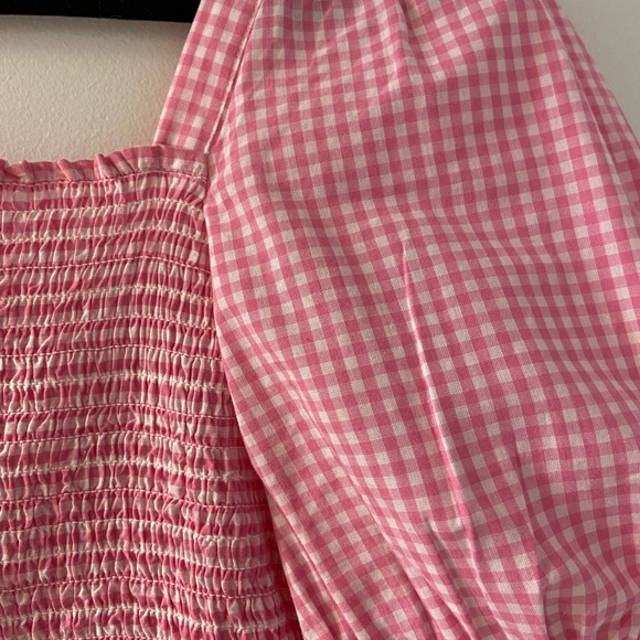 Pink gingham puffed sleeve shirt - Picture 6 of 7